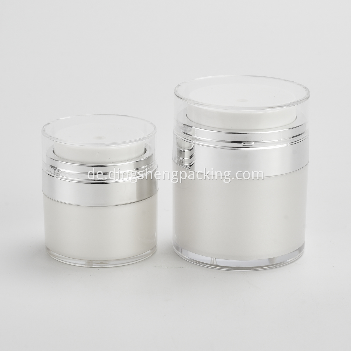 Acrylic White And Silver Cosmetic Cream Airless Jar